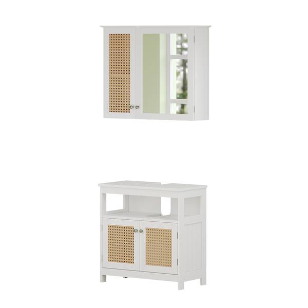 Badmöbel-Set Rosario 40445, 2er Set Weiß - Holzwerkstoff - 60 x 60 x 30 cm