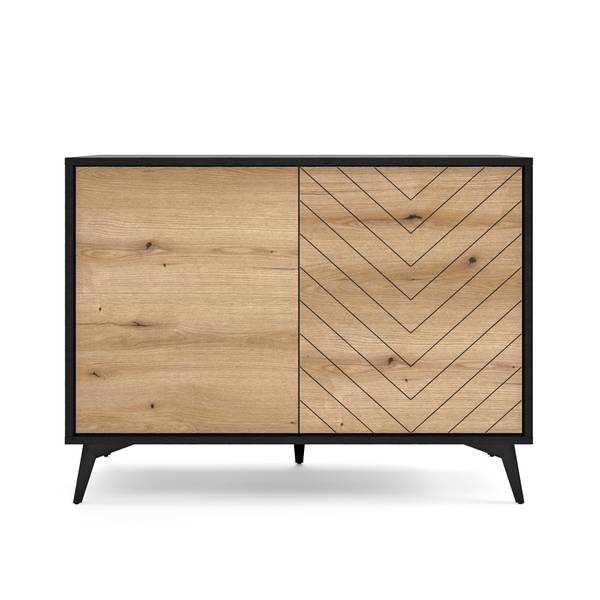 Sideboard BOULIA Schwarz - Braun - Melamin - 104 x 77 x 39 cm