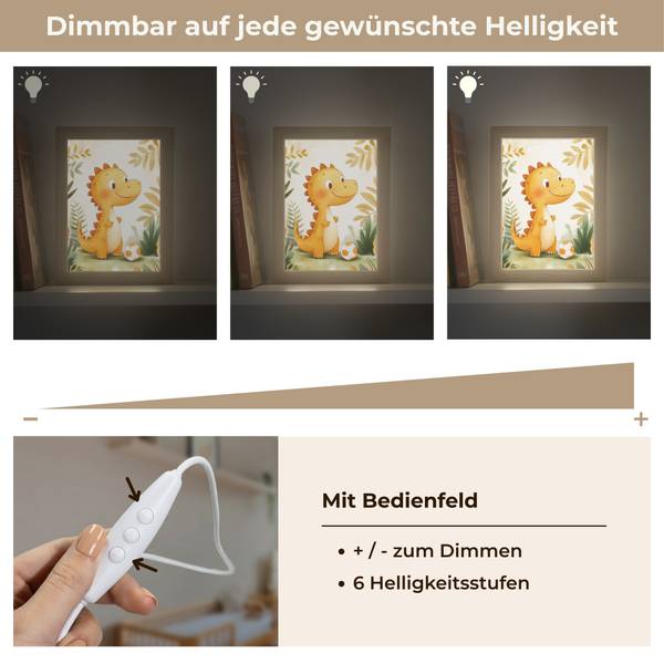 Lampe de Chevet Pour Enfant Dino 15 x 20 cm - Diamètre : 23 cm