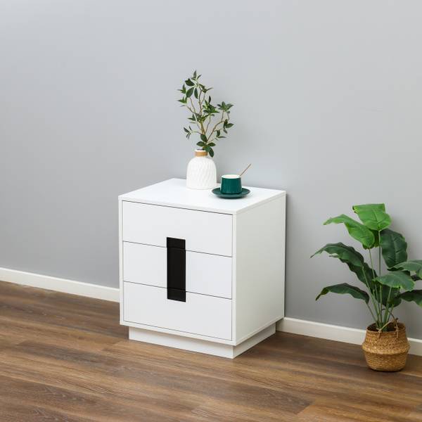 Commode met lades zwart - wit - plaatmateriaal op houtbasis - 50 x 56 x 40 cm