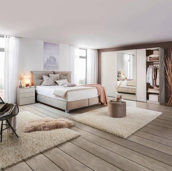 Boxspringbett FOG Beige - Textil - Holz teilmassiv - 184 x 1 x 160 cm