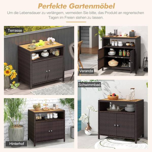 Gartenschrank TI94461DE Braun - Rattan - 53 x 66 x 90 cm