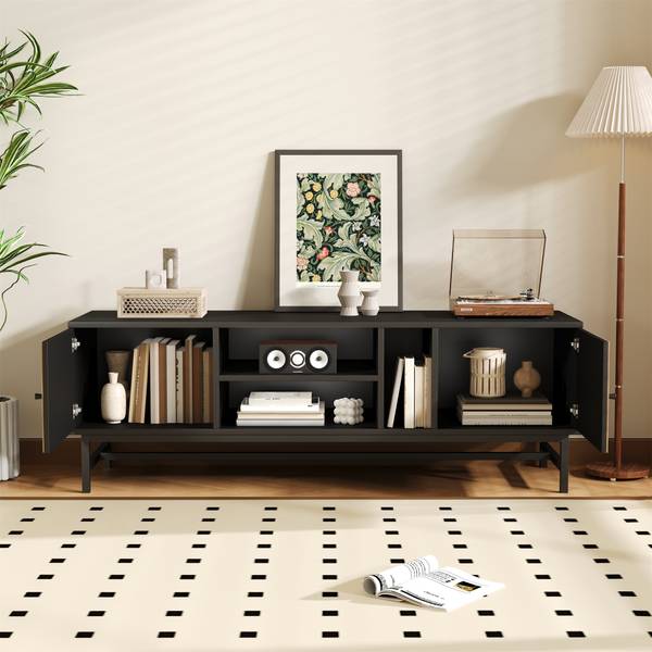 TV-Lowboard Marlene Schwarz - Braun - Stahl - 150 x 55 x 38 cm