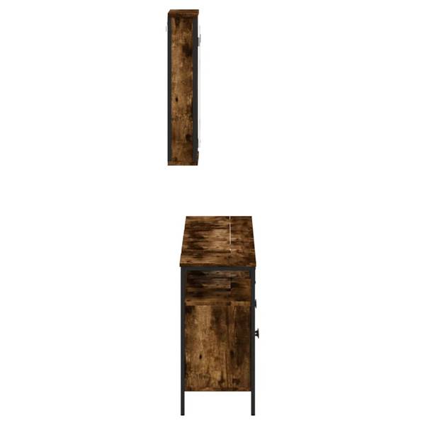 Badkamermeubelset 3033732 Set van 3 bruin - plaatmateriaal op houtbasis - 12 x 60 x 42 cm
