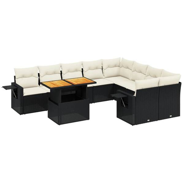 Garten-Lounge-Set 3037111-3 (10-teilig) Schwarz - Creme
