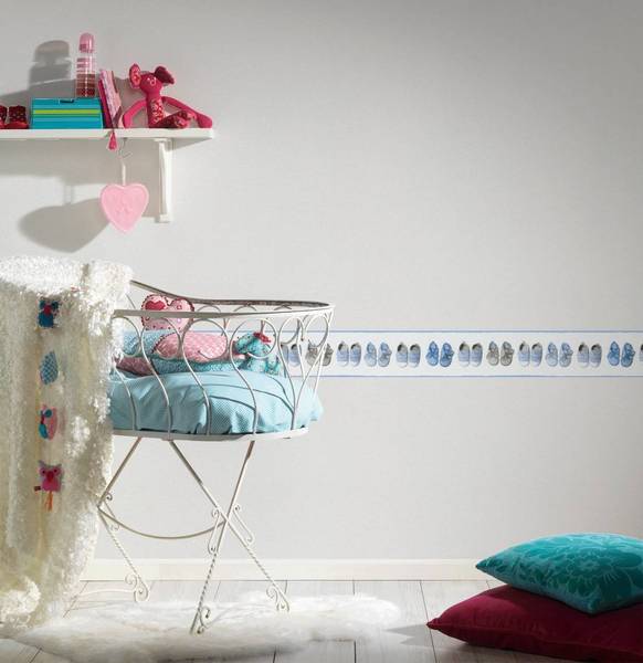 Kinderschühchen Kinderzimmer Bordüre Blau
