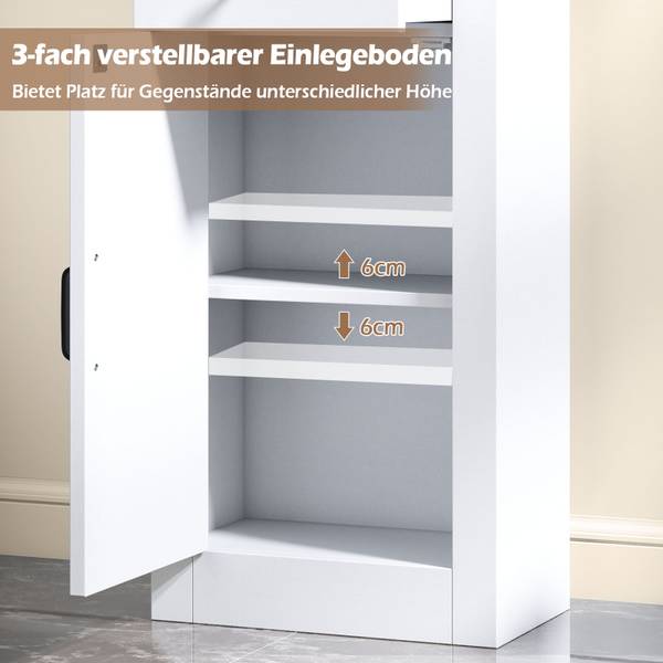 Bad Hochschrank JV12621WH Weiß - Holzwerkstoff - 40 x 173 x 24 cm