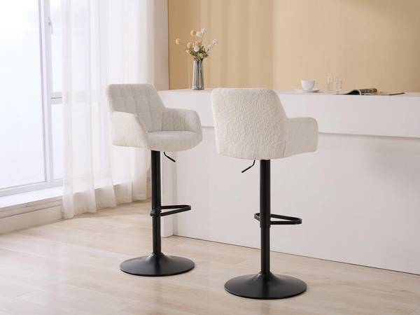 Barhocker PEGA 2er-Set Weiß - Textil - 50 x 93 x 49 cm