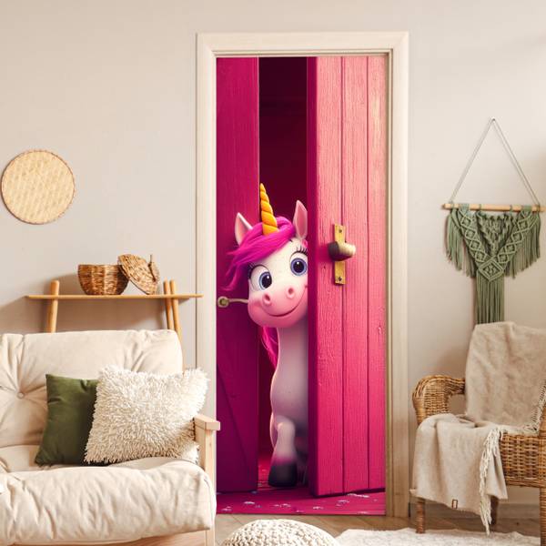 FOTOTAPETE TÜR Einhorn Tür 95 x 235 cm