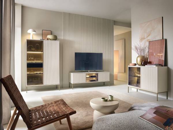 Vitrinenschrank DEO Beige - ABS - 104 x 166 x 39 cm