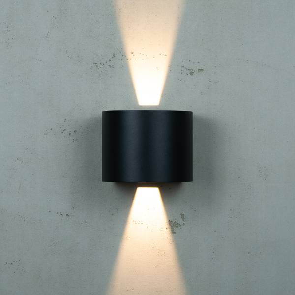 Außenwandleuchte Mars Schwarz - Glas - Metall - 12 x 11 x 14 cm