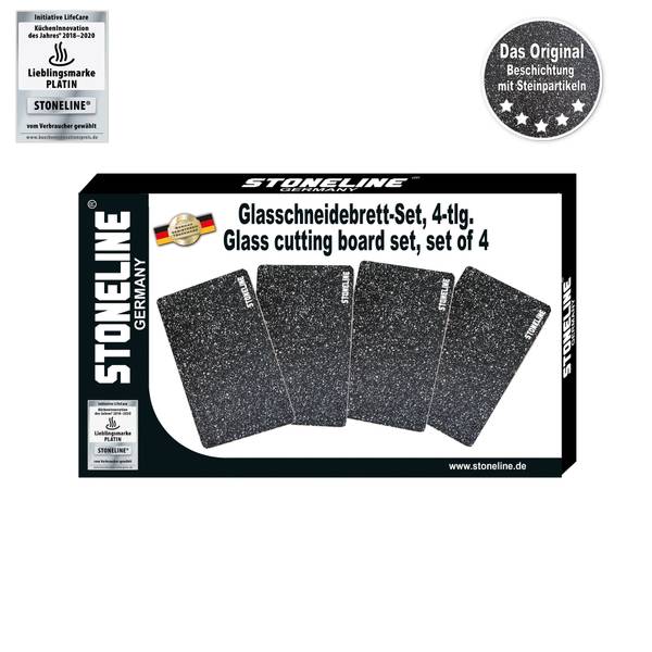 Glas Schneidbretter Set 4-teilig Schwarz - Glas - 15 x 1 x 25 cm