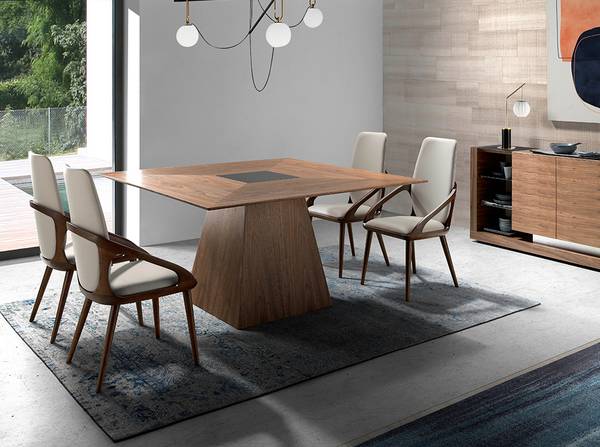 Table à manger 1079 Noir - Marron - Noyer - 150 x 79 x 150 cm