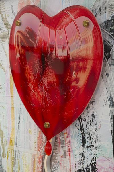Canvas schilderij Heart deels massief hout - 4 x 90 x 60 cm