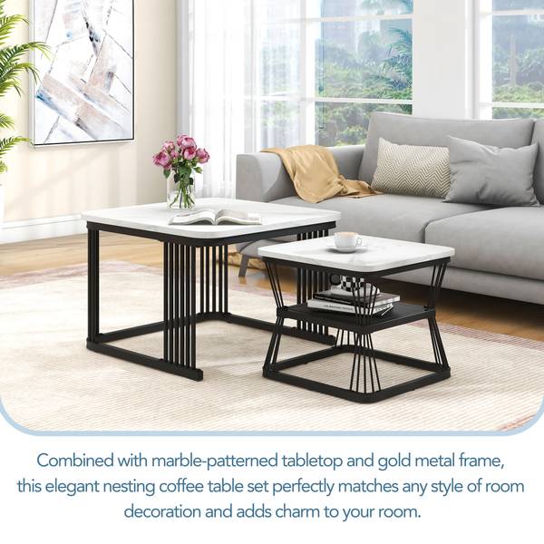 Couchtisch M1870 Weiß - Holzwerkstoff - 45 x 65 x 65 cm