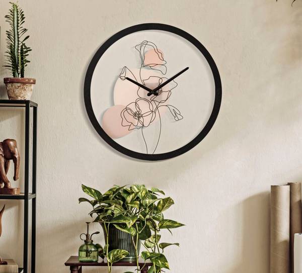 Horloge murale Fleur -B- Blanc - Bois massif - 4 x 40 x 40 cm