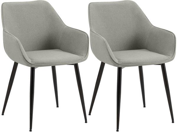 Armlehnenstuhl Luena 2er Set Hellgrau - 2er Set - Textil