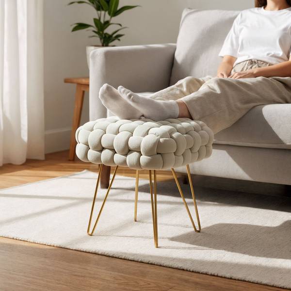 Polsterhocker DOTTY Beige - Creme