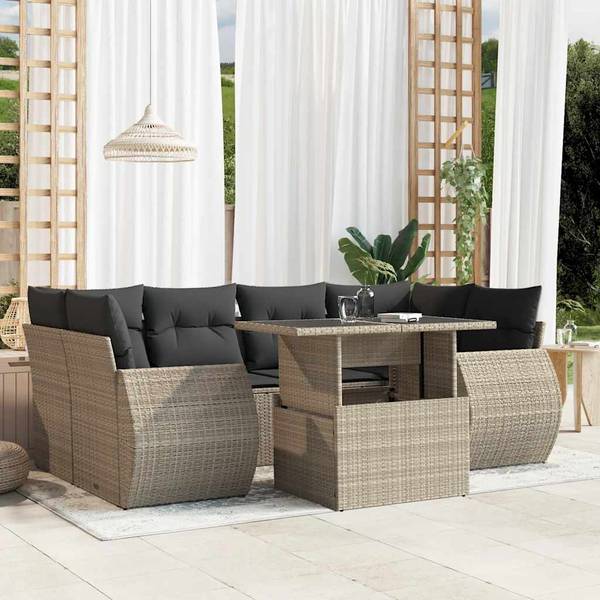 Garten-Lounge-Set 3036841-1 7-teilig Grau - Polyrattan - 62 x 69 x 62 cm