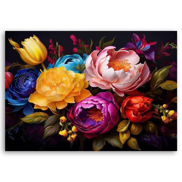 Wandbild pfingstrosen und tulpen 100 x 70 cm