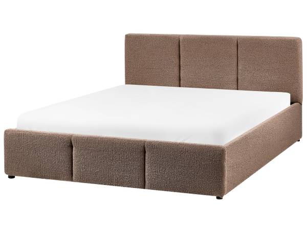 Lit double BOUSSE Beige - Gris - Fibres naturelles - 151 x 79 x 219 cm