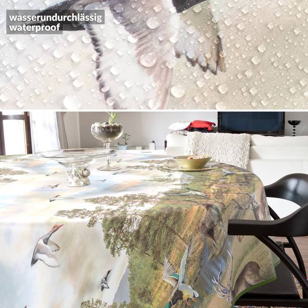 Wachstuchtischdecke Jagt mit SAUM 120 x 120 cm