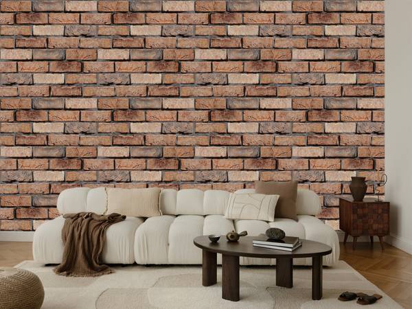 VLIES TAPETE Rolle Steinoptik Ziegel 3D Beige - Braun - Grau - Orange - Papier - 50 x 1000 x 1000 cm