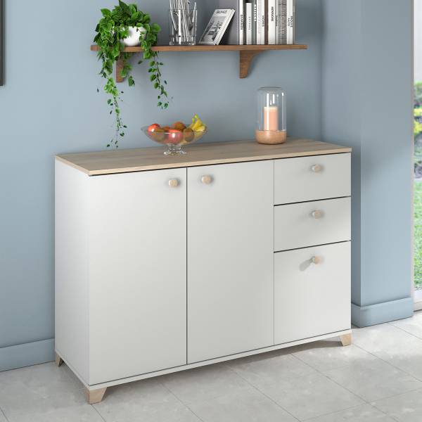 Sideboard mit 3 Türen und 2 Schubladen Braun - Holzwerkstoff - 42 x 86 x 120 cm