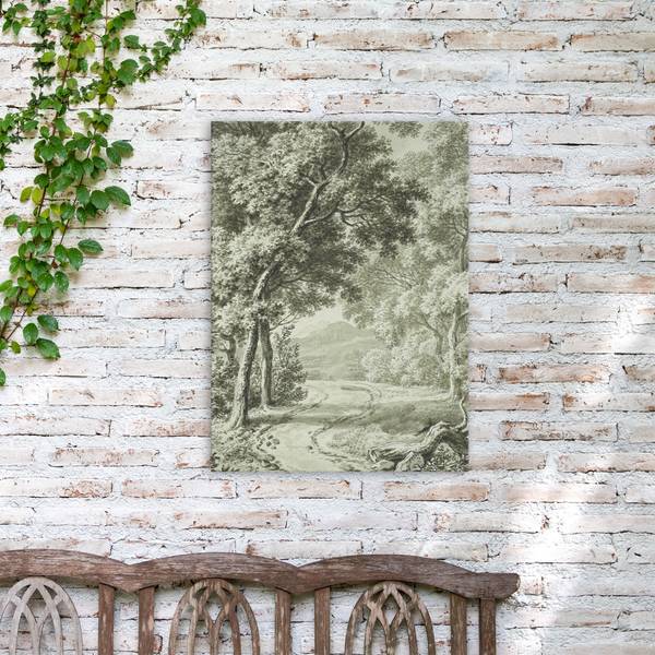 Leinwandbild Waldweg Grün - Baumwollstoff - 50 x 70 x 2 cm
