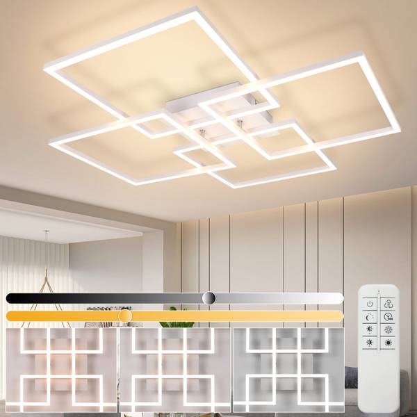Plafonnier LED Wilkins Blanc - Métal - 73 x 8 x 73 cm