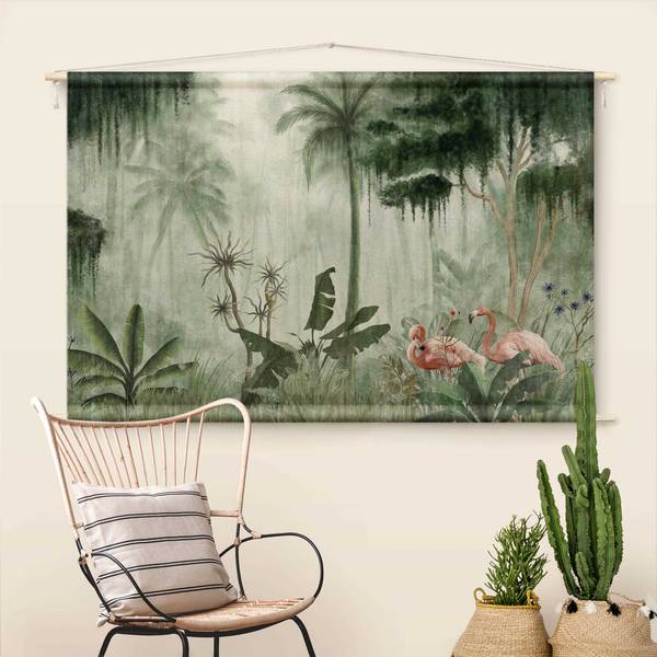 Wandteppich Flamingos im Dschungel 145 x 95 cm