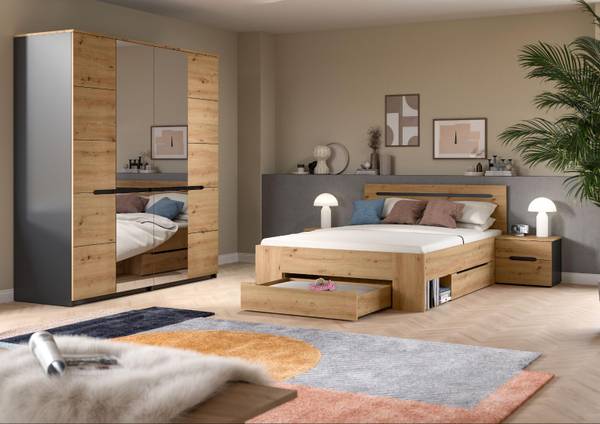 Schlafzimmer-Set Canu (4-teilig) Braun - Holzwerkstoff - Holz teilmassiv - 1 x 1 x 1 cm