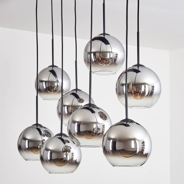 Deckenleuchte Cesaro Grau - Silber - Aluminium - Klarglas - 50 x 143 x 100 cm