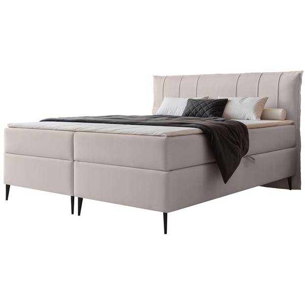Boxspringbett SUZI Grau - Samt - 140 x 115 x 210 cm