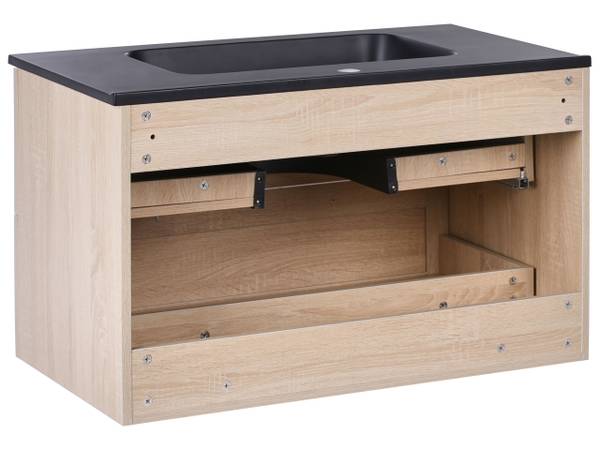 Ensemble pour salle de bain TARIJA Noir - Marron - Bois manufacturé - 80 x 46 x 46 cm