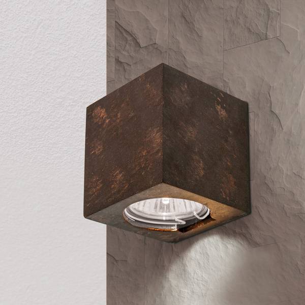 Wandleuchte CUBE Braun - Keramik - 7 x 8 x 7 cm