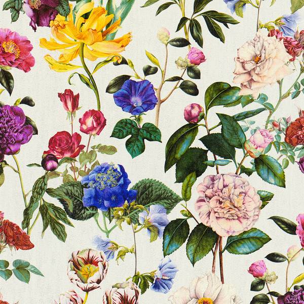 Selbstklebende Tapete Flowers Beige - Fleece - Vinyl - 52 x 250 x 1 cm