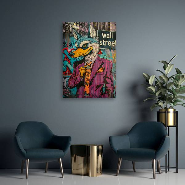 Wandbild wolf von der wall street ai 70 x 100 cm