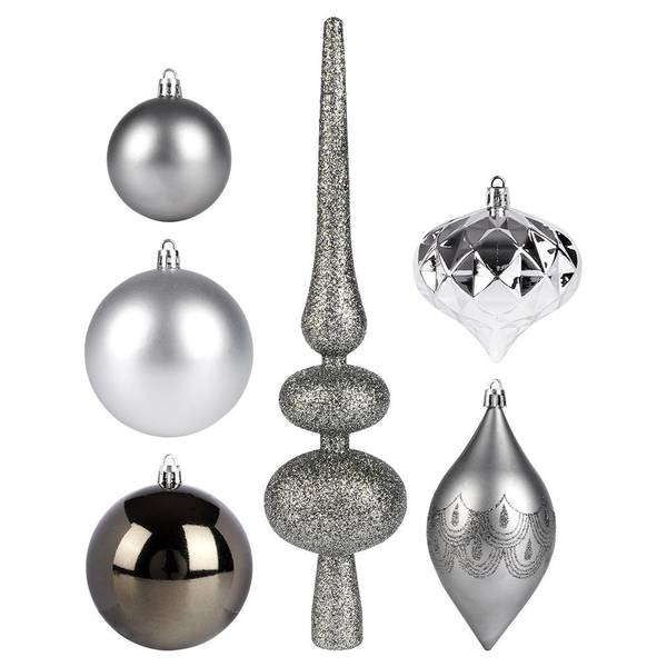Weihnachtskugeln 19er Set 839140 Silber - Kunststoff - 13 x 13 x 13 cm