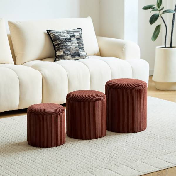 Pouf NARVIK 3er Set Rot