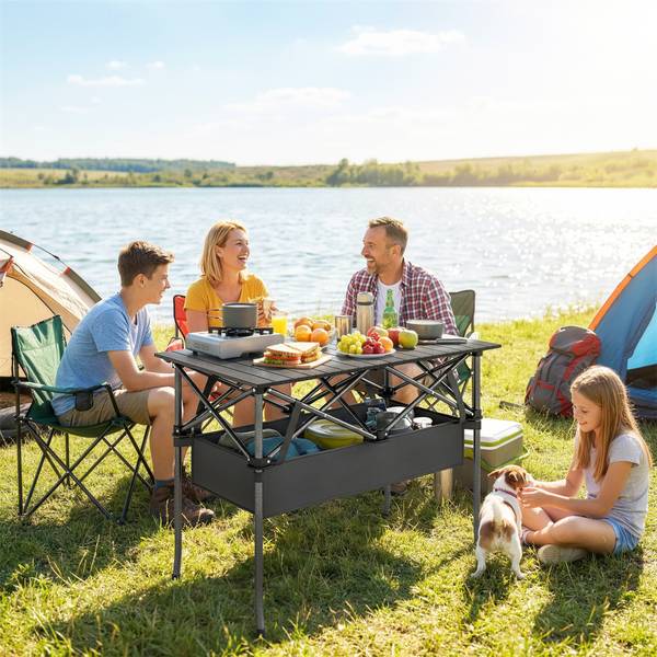 Campingtisch A20-619V00BK Schwarz - Metall - 55 x 68 x 93 cm