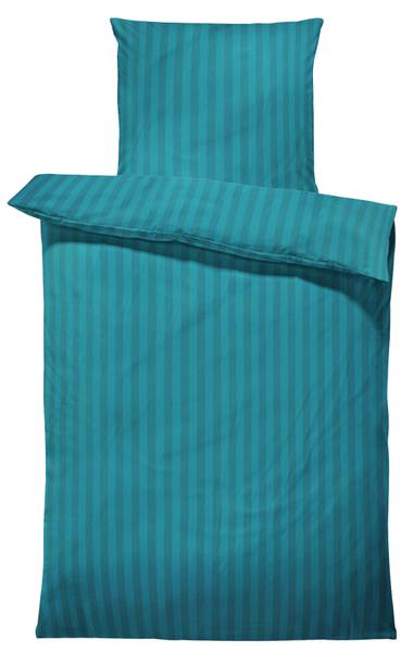 Bettwäsche 155x220 cm Damast petrol Blau - Microfaser - 155 x 4 x 220 cm