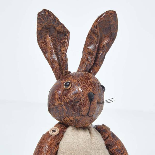 Türstopper Hase Kunstleder Braun - Mischgewebe - 17 x 30 x 17 cm