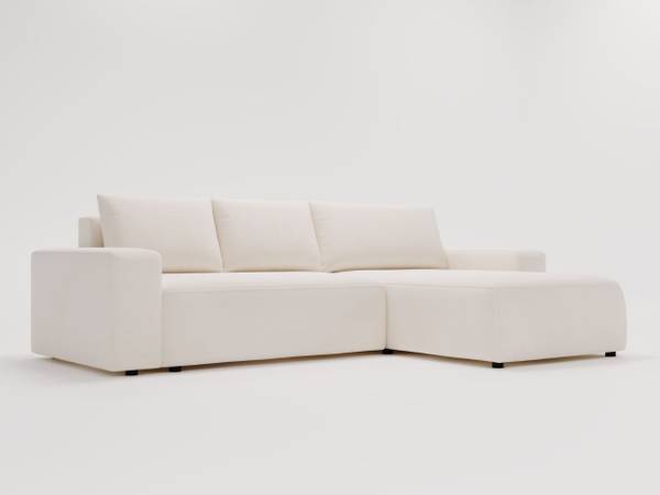 Ecksofa TAZONES Creme - Armlehne beidseitig montierbar - Ecke davorstehend rechts - Ottomane davorstehend rechts