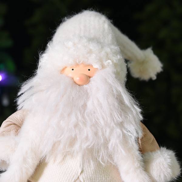 Sitzende Weihnachtsmann-Figur  VELVET Weiß - Kunststoff - 28 x 78 x 1 cm