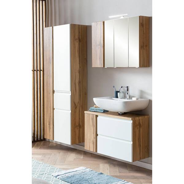 Badmöbel-Set VASTO-03-44 3er-Set Weiß - Spiegelglas - 165 x 200 x 35 cm