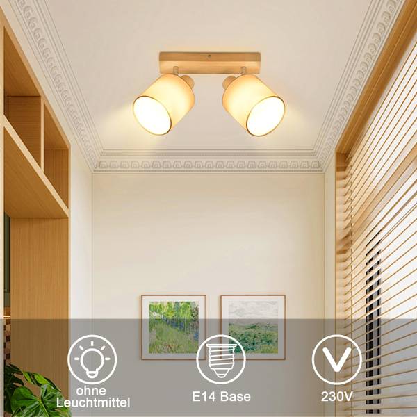 Deckenstrahler SALSW Braun - Weiß - 16 x 13 x 28 cm - Naturfaser - Textil - Durchmesser Lampenschirm: 11 cm