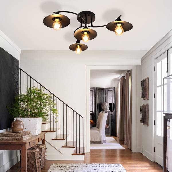 LED Plafondlamp Quirin zwart - metaal - 57 x 19 x 61 cm