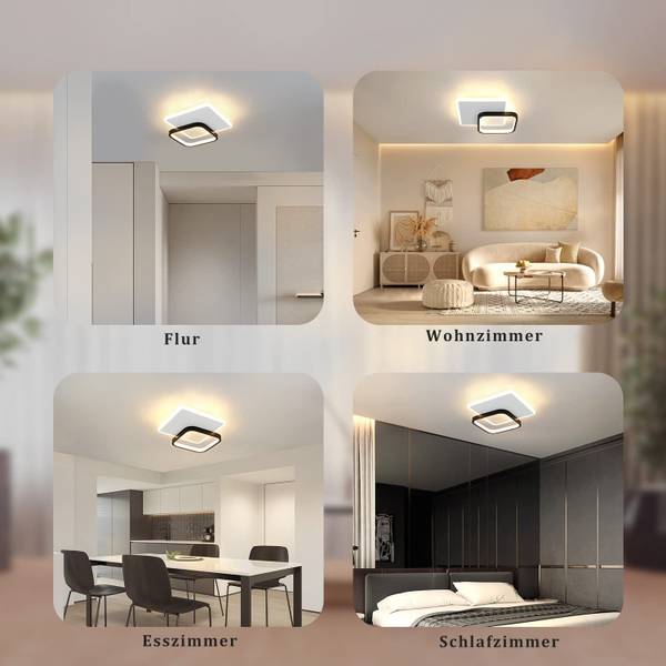 LED Deckenleuchte Vaynix Schwarz - 24 x 6 cm - Durchmesser Lampenschirm: 24 cm