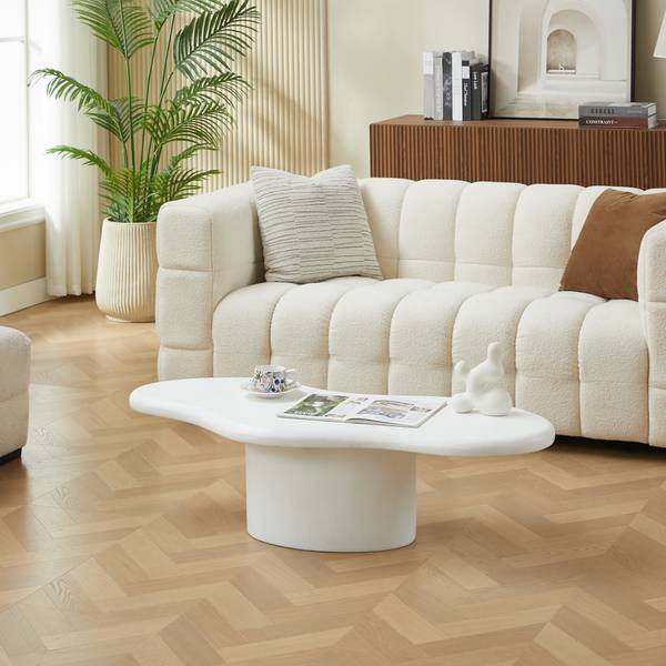 Couchtisch TORNIO Weiß - Stein - 129 x 11 x 59 cm